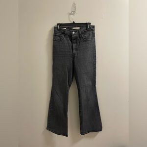 Levi's Black Washed Denim Premium Ribcage Flare Jeans